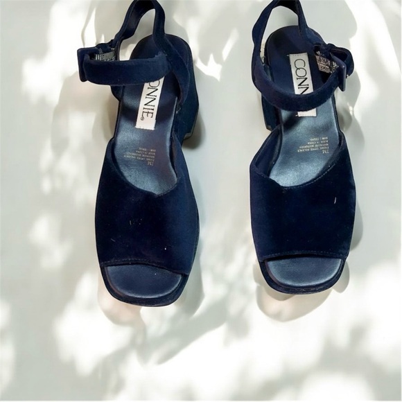 connie blue velvet platforms - Picture 3 of 11